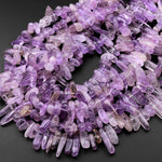 Natural Lilac Purple Amethyst Freeform Spike Nugget Beads Gemstone 15.5" Strand
