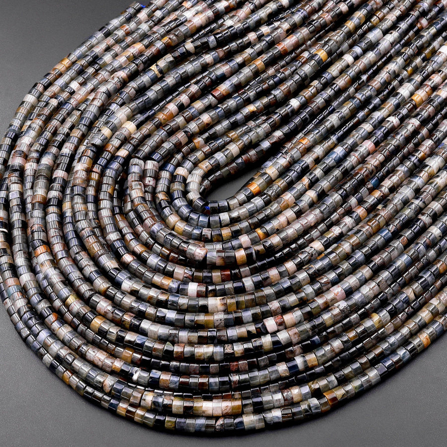 Natural Blue Pietersite 4mm Heishi Beads 15.5" Strand