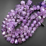 AAA Faceted Natural Amethyst Rectangle Beads Large Genuine Real Amethyst Gemstone 15.5" Strand