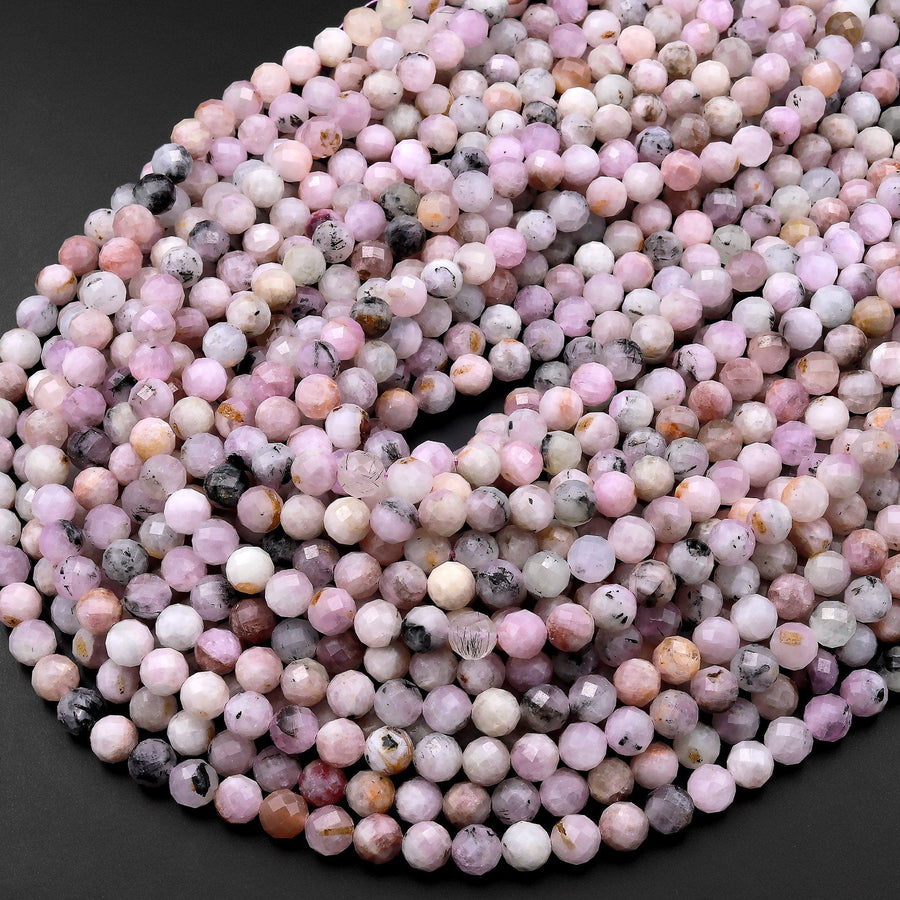 Natural Kunzite Faceted 5mm Round Beads 15.5" Strand