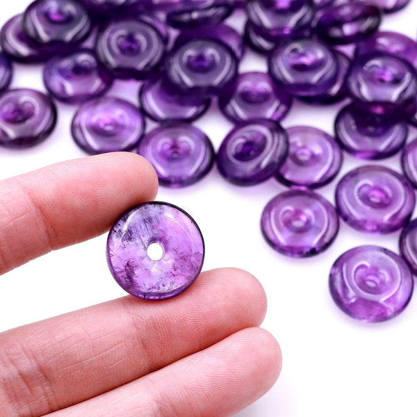 AAA Natural Purple Amethyst Donut Pendant 15mm 16mm 17mm 18mm