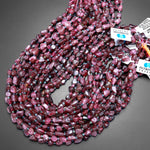 Gemmy Natural Reddish Pink Tourmaline Freeform Pebble Nugget Beads Gemstone 15.5" Strand