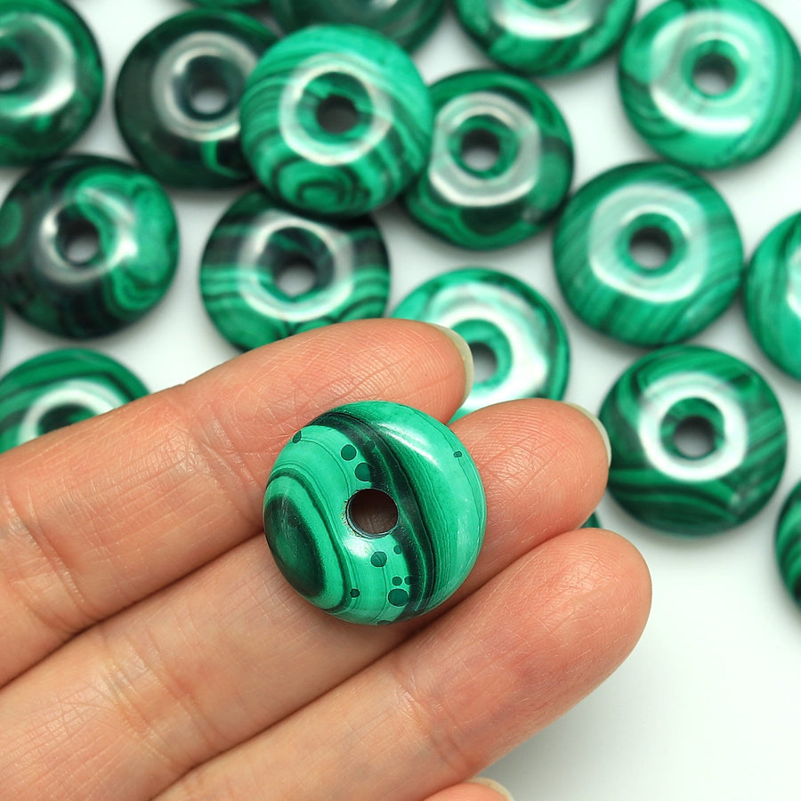 AAA Natural Malachite Donut Bead Pendant 20mm