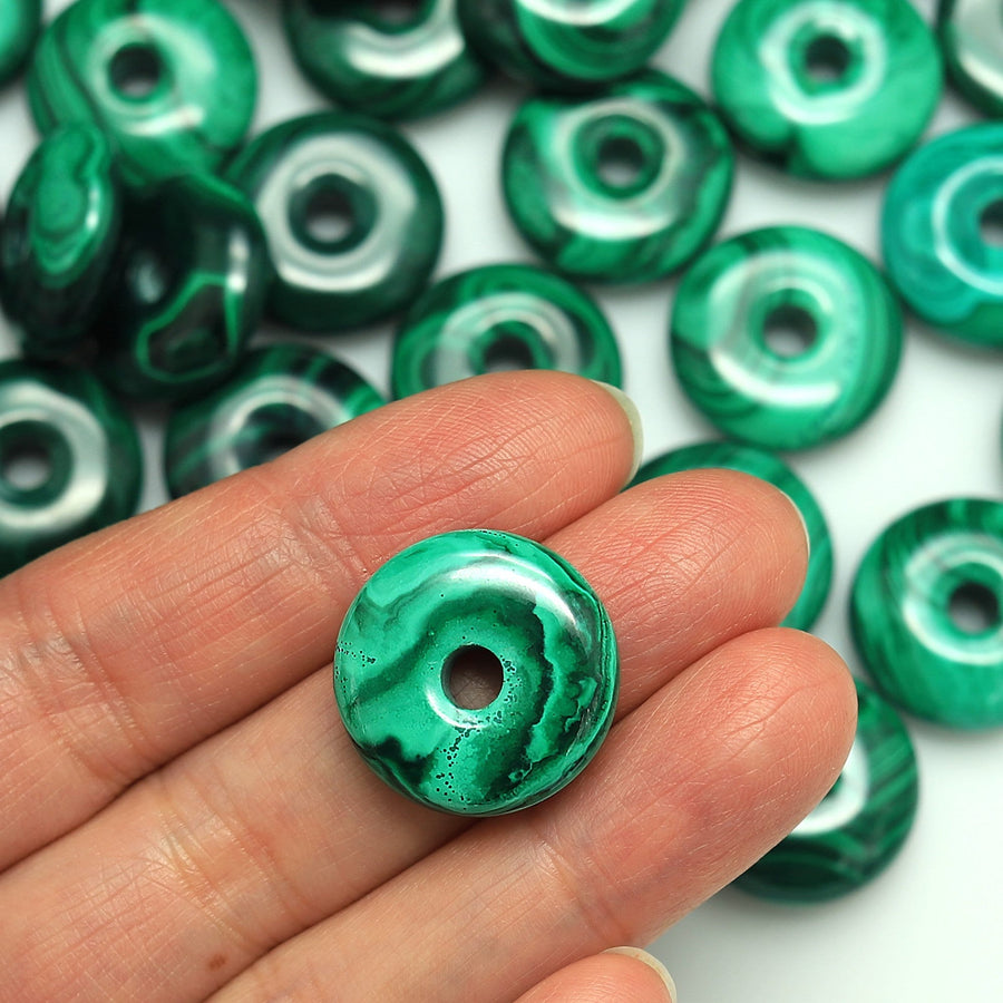 AAA Natural Malachite Donut Bead Pendant 20mm