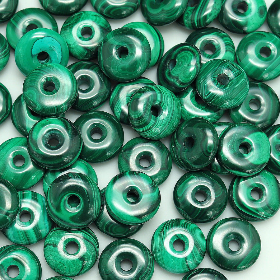 AAA Natural Malachite Donut Bead Pendant 20mm