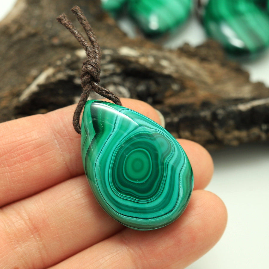 AAA+ Natural Malachite Pendant Side Drilled Teardrop Focal Gemstone Bead