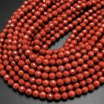 Faceted Natural Red Jasper 4mm 6mm 8mm Round Beads Red Poppy Jasper 15.5" Strand