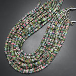 Raw Rough Natural Pink Green Watermelon Tourmaline Beads Freeform Irregular Nugget Chip Rondelle 16" Strand