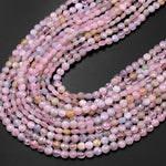 Faceted Pink Aquamarine Morganite 4mm Coin Beads Gemstone 15.5" Strand