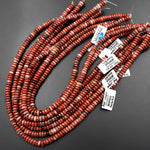 Natural Red Brecciated Jasper 6x4mm Smooth Rondelle Beads Aka Poppy Jasper 15.5" Strand