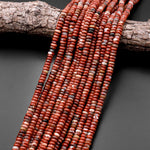 Natural Red Brecciated Jasper 6x4mm Smooth Rondelle Beads Aka Poppy Jasper 15.5" Strand