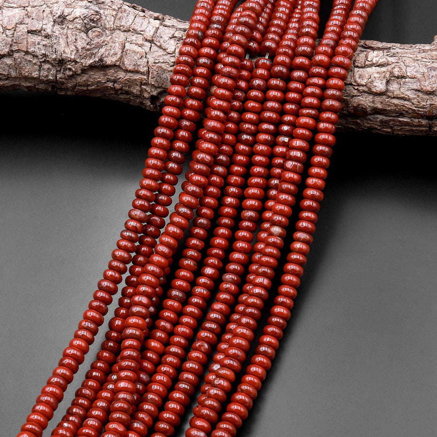 Natural Red Jasper 6x4mm Smooth Rondelle Beads 15.5" Strand