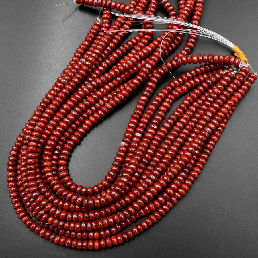 Natural Red Jasper 6x4mm Smooth Rondelle Beads 15.5" Strand