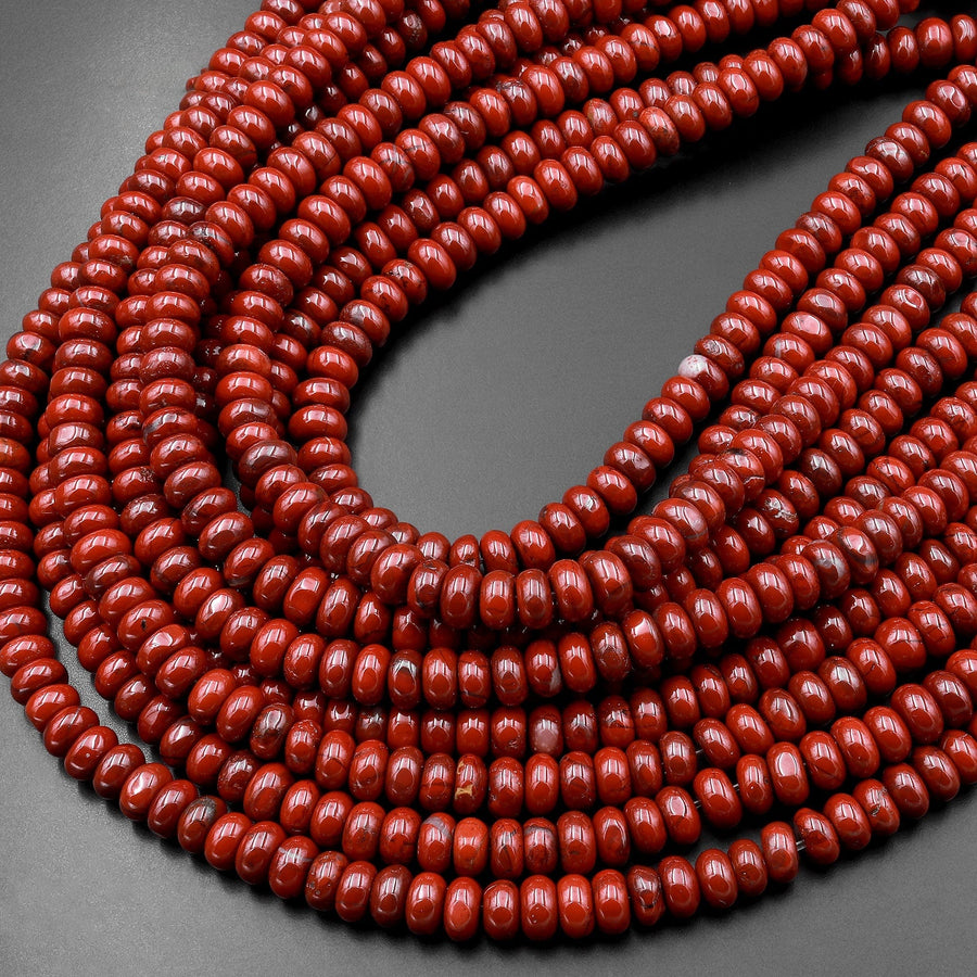 Natural Red Jasper 6x4mm Smooth Rondelle Beads 15.5" Strand