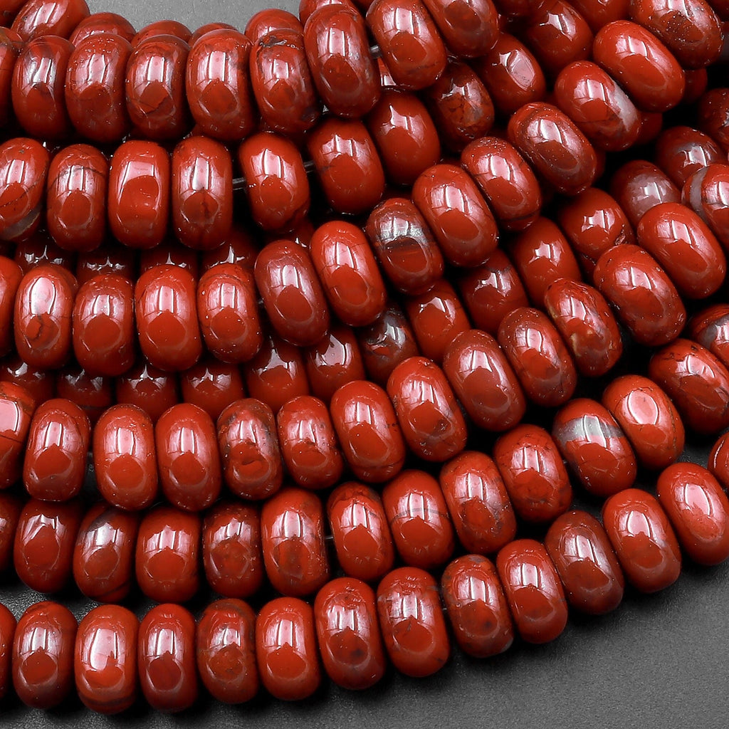 Natural Red Jasper 6x4mm Smooth Rondelle Beads 15.5" Strand