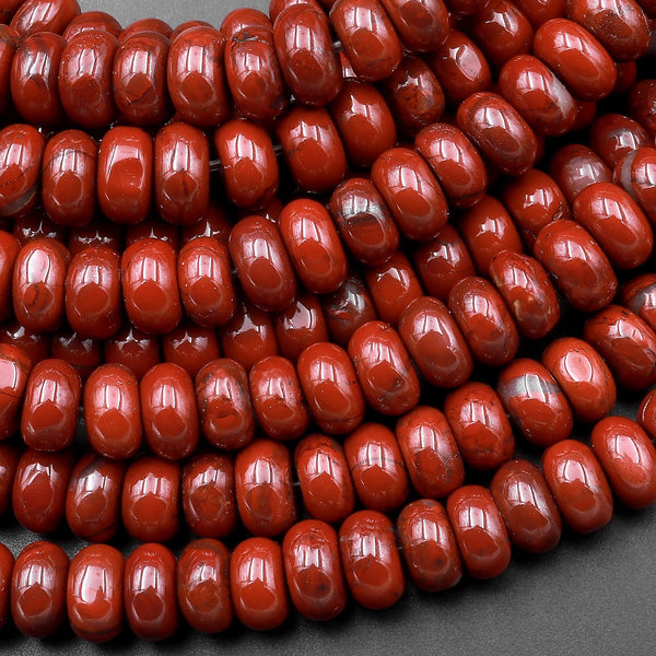 Natural Red Jasper 6x4mm Smooth Rondelle Beads 15.5" Strand