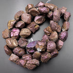 Large Titanium Agate Freeform Nugget Beads Metallic Antique Golden Purple 15.5" Strand
