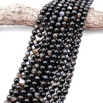 Natural Black Agate 10mm Round Beads 15.5" Strand