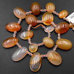 Natural Golden Botswana Agate Oval Beads Side Drilled Pendants 15.5" Strand