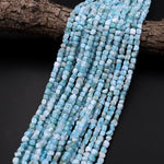 Natural Blue Larimar Beads Freeform Cube Nuggets Real Larimar Stone 15.5" Strand