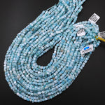 Natural Blue Larimar Beads Freeform Cube Nuggets Real Larimar Stone 15.5" Strand