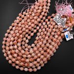 Natural Sunstone 10mm Beads Faceted Energy Prism Double Terminated Points 15.5" Strand