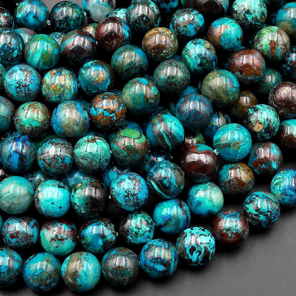 AAA Rare Genuine Natural Shattuckite 6mm 8mm 10mm 12mm 14mm 16mm Round Beads Azurite Chrysocolla Malachite Gemstone from Congo 15.5" Strand