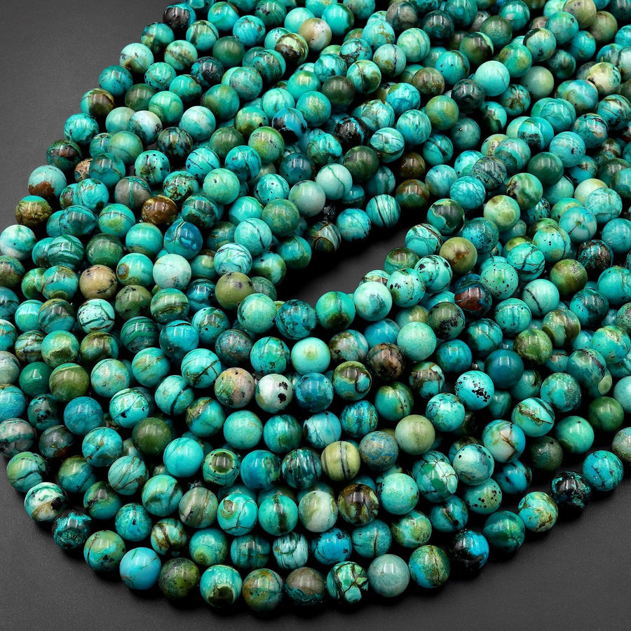 Natural Chrysocolla Beads 6mm 8mm 10mm 12mm 14mm Round Real Natural Blue Green Chrysocolla Gemstone From Arizona 15.5" Strand