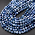 Real Genuine Natural Blue Kyanite 5mm 6mm 8mm Smooth Round Beads 15.5" Strand