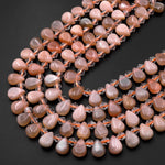Natural Silvery Peach Moonstone Small Briolette Teardrop Beads Good for Earrings 15.5" Strand