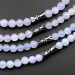 Graduated Natural Blue Aquamarine Round Beads 23" Long Finished Necklace Strand