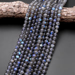 Blue Flashes~ AAA Natural Blue Labradorite 4mm 5mm 6mm 7mm 8mm Round Beads 15.5" Strand