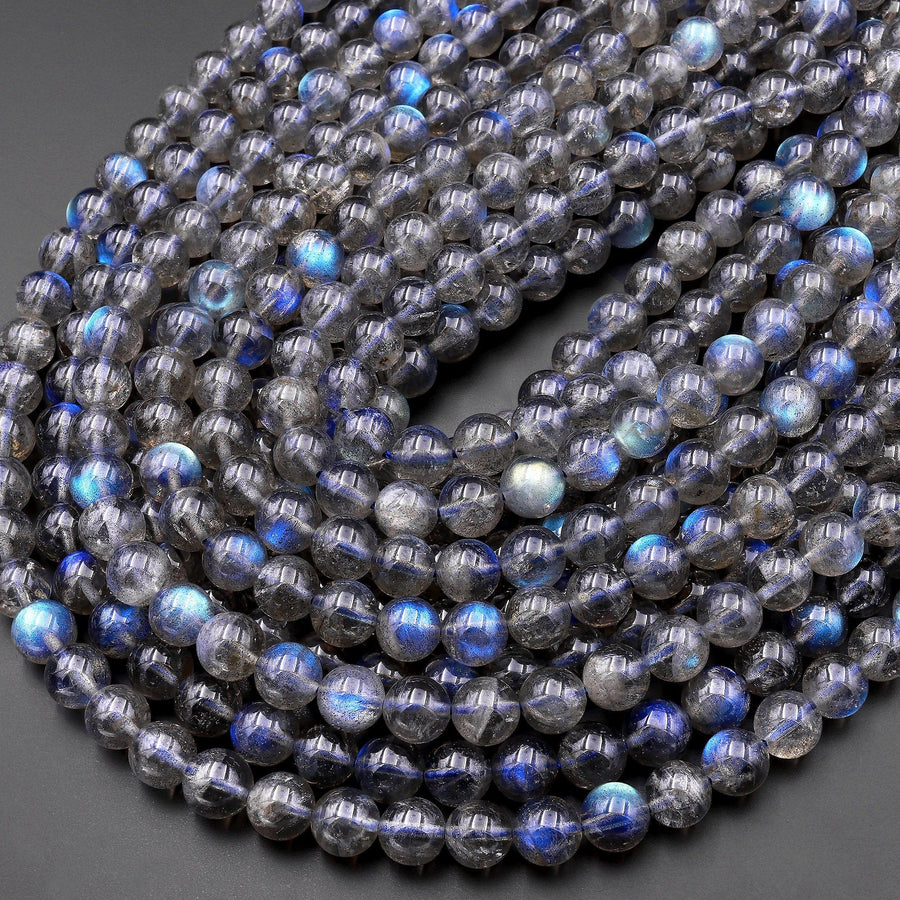 Blue Flashes~ AAA Natural Blue Labradorite 4mm 5mm 6mm 7mm 8mm Round Beads 15.5" Strand