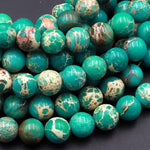 Green Sea Sediment Jasper Smooth Round Beads 6mm 8mm Aka Impression Imperial Jasper 15.5" Strand