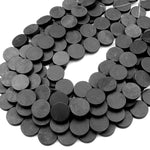 Matte Natural Black Onyx Smooth Coin Beads  18mm Flat Disc 15.5" Strand