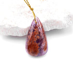 Super 7 Crystal Element Natural Phantom Amethyst Cacoxenite Teardrop Drilled Focal Bead Pendant