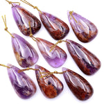 Super 7 Crystal Element Natural Phantom Amethyst Cacoxenite Teardrop Drilled Focal Bead Pendant