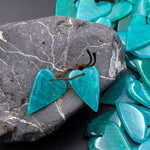 Natural Peruvian Amazonite Deep Aqua Blue Green Heart Earring Pair Drilled Gemstone Matched Beads