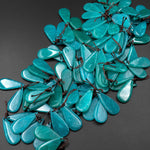 Natural Peruvian Amazonite Deep Aqua Blue Green Teardrop Earring Pair Drilled Gemstone Matched Beads