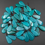 Natural Peruvian Amazonite Deep Aqua Blue Green Teardrop Earring Pair Drilled Gemstone Matched Beads