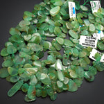 Natural Australian Brown Green Chrysoprase Beads Freeform Teardrop Petal Focal Pendant Side Drilled Gemstone 15.5" Strand