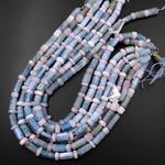 Natural Blue Aquamarine Tube Pink Morganite Rondelle Beads Hexagon Tube 15.5" Strand