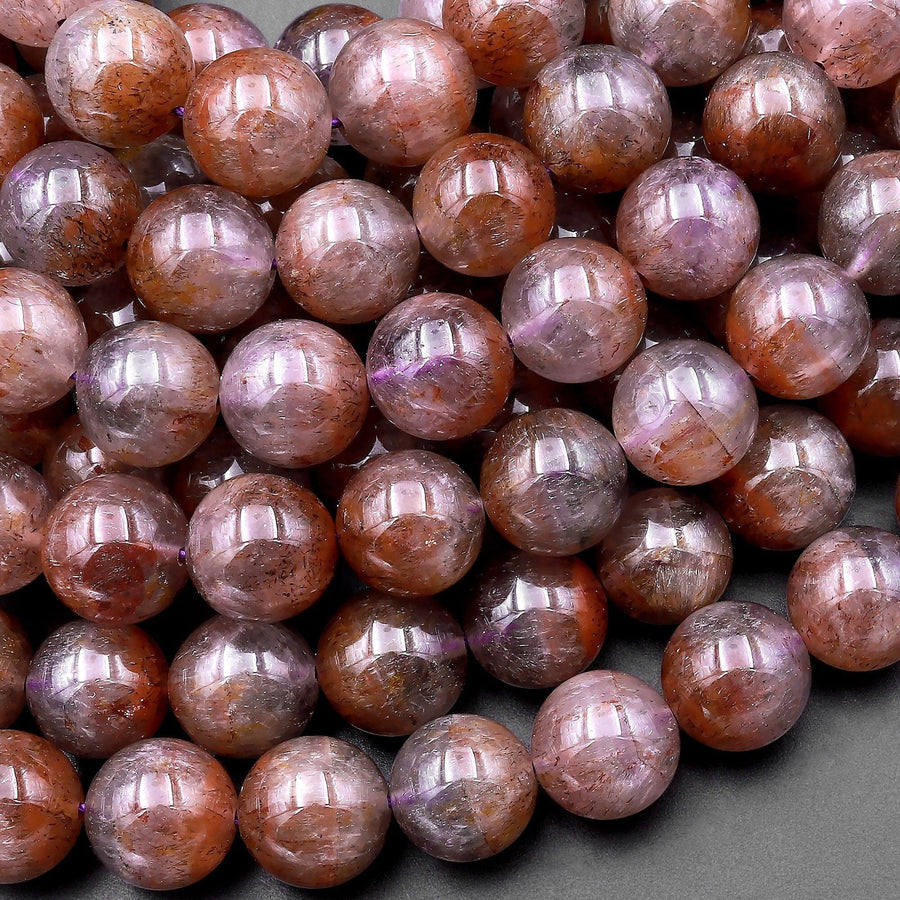 Rare Natural Auralite 23 Cacoxenite Gemstone 7mm 8mm 9mm 10mm 12mm 13mm Round Beads Powerful Healing Oldest Crystal 15.5" Strand