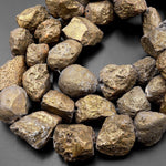Large Titanium Agate Freeform Nugget Beads Metallic Antique Gold 15.5" Strand