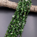 Natural Green Chrome Diopside Freeform Pebble Drop Nugget Beads 15.5" Strand