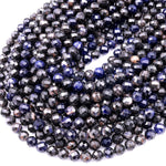 Faceted Natural Deep Dark Blue Sodalite 8mm Round Beads 15.5" Strand