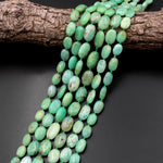 Natural Australian Green Chrysoprase Smooth Oval Nugget Beads Gemstone 15.5" Strand