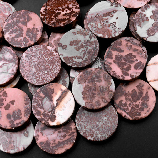 Large Natural Red Artistic Jasper Large Smooth Flat Coin 14mm 16mm 22mm Beads Aka Wild Horse Picture Jasper 15.5" Strand