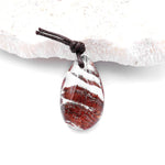 Natural Lodalite Phantom Quartz Puffy Teardrop Pendant Gemstone Focal Bead