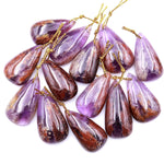 Super 7 Crystal Element Natural Phantom Amethyst Cacoxenite Teardrop Drilled Focal Bead Pendant